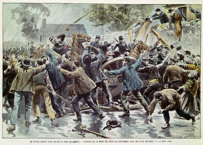 Disturbios en Bretaña 18 de agosto de 1902, bretones contra la aplicación de la ley sobre congregaciones, 1902 de Eugene Damblans